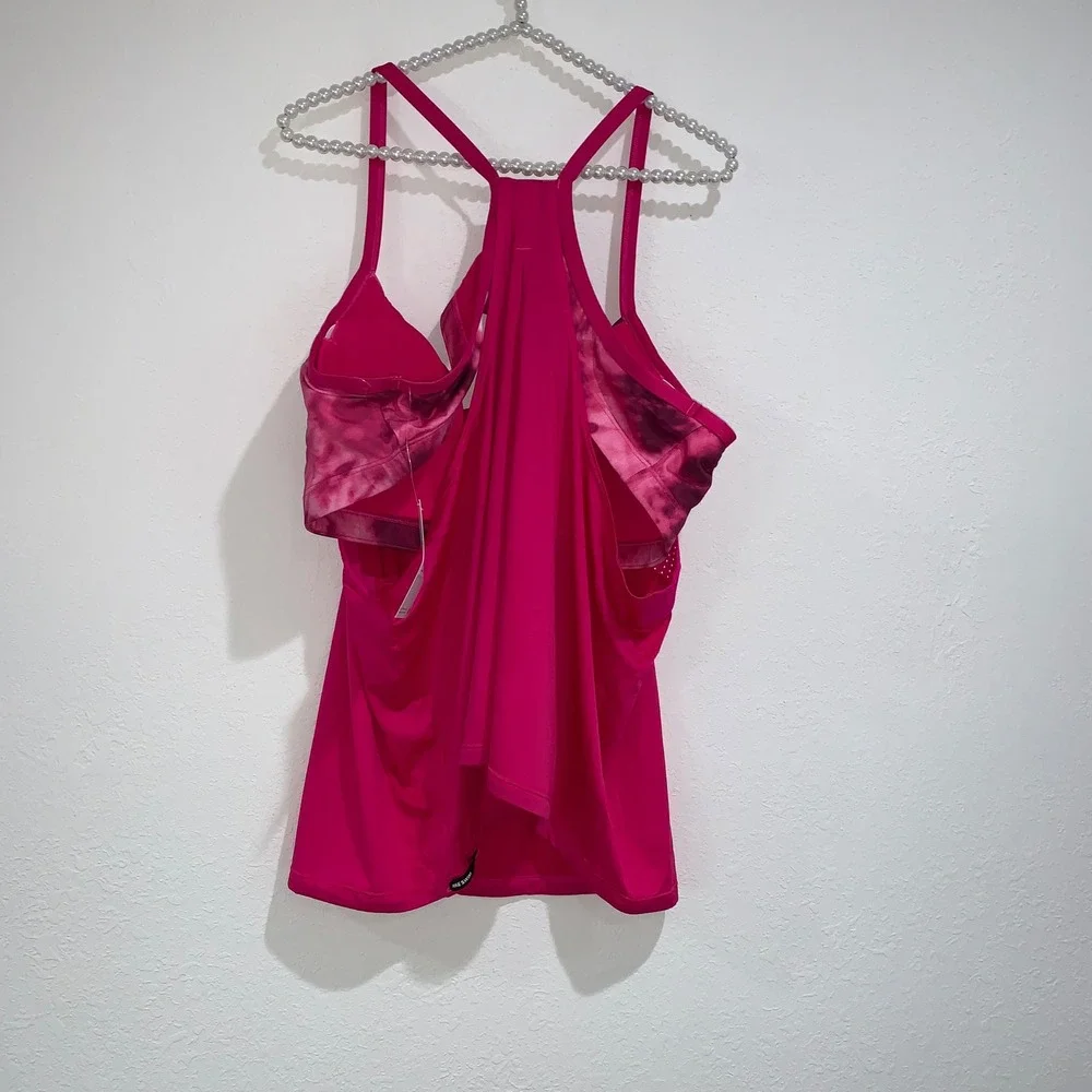 Nike Pink Racerback Swim Tankini Top with White Swoosh